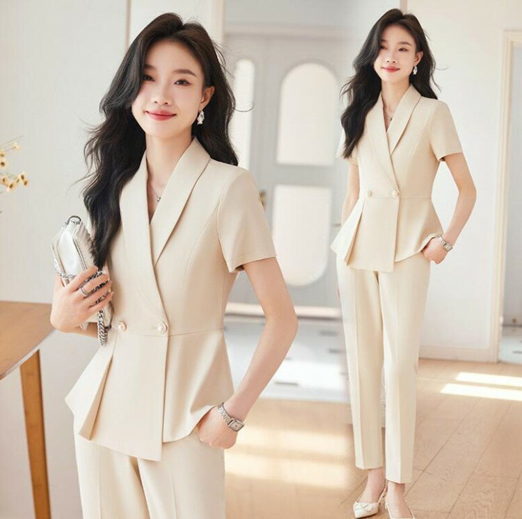 【楽天スーパーSALEポイント10倍】夏レディーススーツセット スカート パンツセット無地 20代30代40代半袖フレア裾二つボタンフェミニン 事務服 フォーマル 制服OL ビジネス 通勤スーツジャケットオフィス 卒業式 入学式