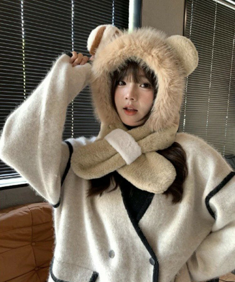 【早い者勝ち★300円Offクーポン】女性 あったかグッズ 大人可愛いアニマル帽子 マフラー帽子 ボア帽子 ..