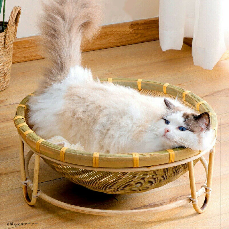 樂天商城 - 送料無料 猫 ちぐら 犬 ベッド 春夏 猫ちぐら ハンモックタイプ 洗える 猫ベッド キャットハウス ペットベッド カゴ ラタン風 猫用 ハウス 犬用 ベット ペットベット ペットハウス ネコ ねこ 小型犬 夏用 夏 四季兼用