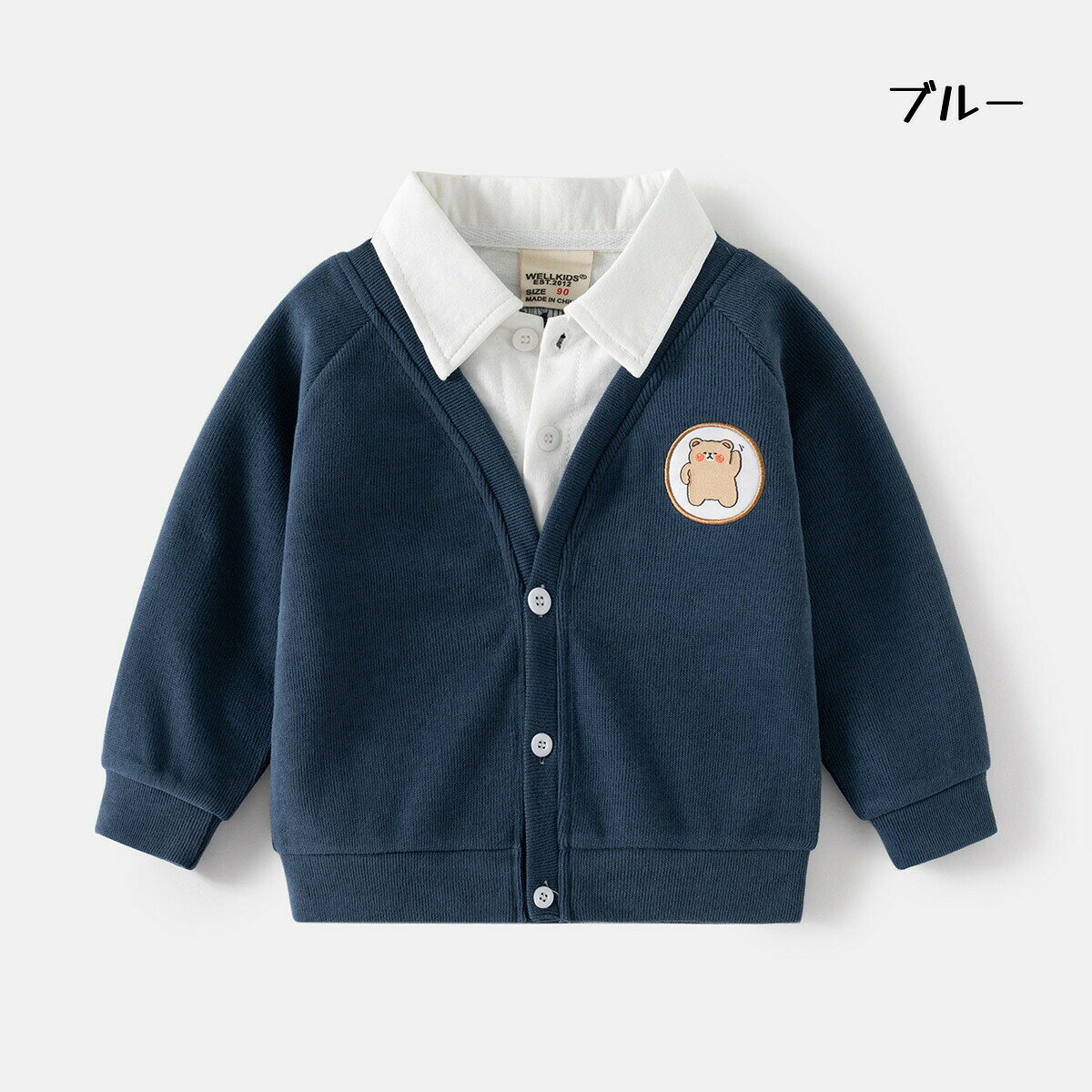 くらしプラスプラスのキッズ シャツ トップス パーカー 男の子 女の子 長袖 襟付き シャツ 重ね着風 レイヤード風 ベビー フォーマル シャツ フェイクレイヤード トレーナー 子供服 シャツ 子供用 春秋 ギフト プレゼント 通園 通学 お出かけ 入学式 卒業式｜アングル2