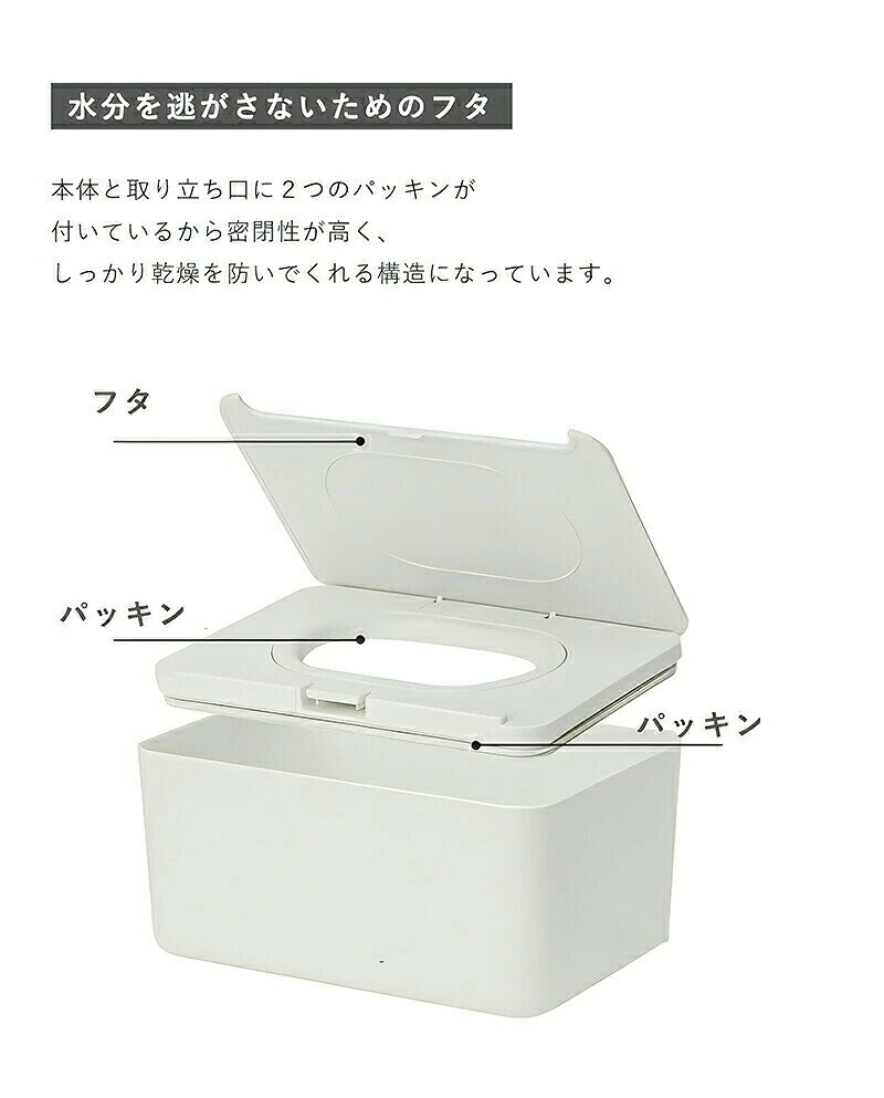 くらしプラスプラスのウェットティッシュ ケース ワンタッチ 密閉 乾燥防止 おしりふき 除菌シート 詰め替え カバー 蓋付き おしり拭き ティッシュケース 持ち運び おしゃれ ティッシュカバー トイレシート 車 かわいい シンプル 保存容器 韓国 かわいい 北欧｜アングル3