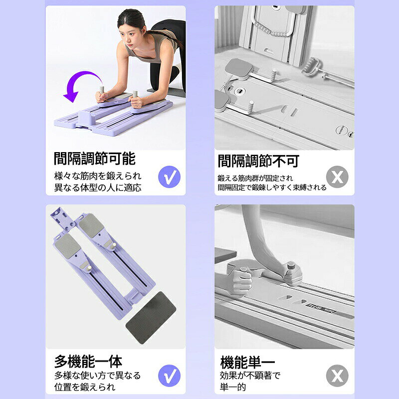 くらしプラスプラスの腹筋マシン 腹筋ローラー 膝マット付き 多機能 静音 高耐久性 腹筋 トレーニング器具 自動リバウンド ストレッチ 男性 女性 初心者 上級者 家庭用ピラティス ボディマシン 鍛える 筋トレ 宅トレ フィットネス クランプ 体幹｜アングル3