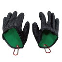 Saki&Masa フィッシンググローブ 魚つかみ グローブ 保護手袋 マグネットホルダー付き 落下防止 左右セット グレー