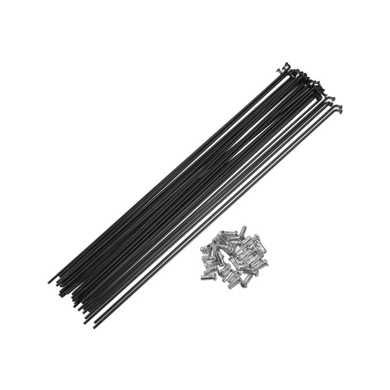 BULLSPANN スポーク 自転車用 自転車ホイールスポーク 13G Jベンド 亜鉛メッキ/カーボンスチール製 ニップル付き MTB/マウンテンバイク対応 36本 290MM-ブラック