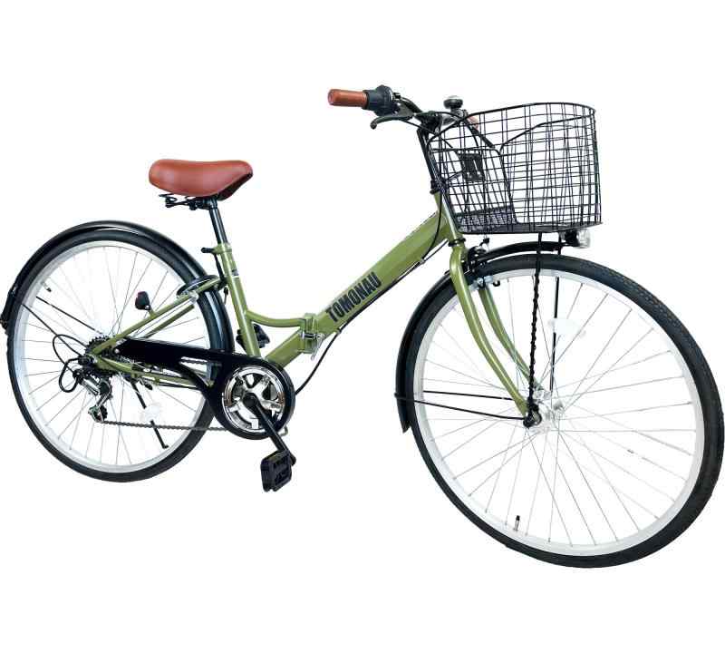 TOMONAU シティサイクル ママチャリ 折り畳み自転車 26インチ 6段変速 LED自転車ライト 折りたたみ自転車 ひし形フレーム、強力な耐荷重 乗りやすい