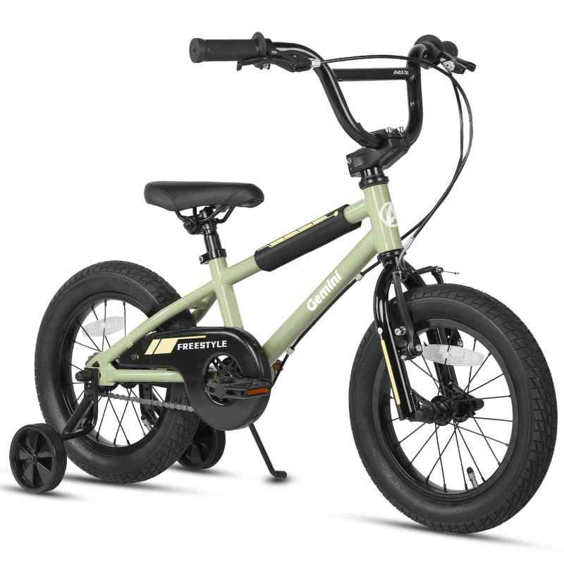 【AVASTA】Gemini 14インチ/16インチ子供用BMX自転車 かっこいい街乗りBMX自転車 幼児 小学生 3歳～10歳 こどもの乗り練習 補助輪付き 前後輪ブレーキ付き 保護クッション付き
