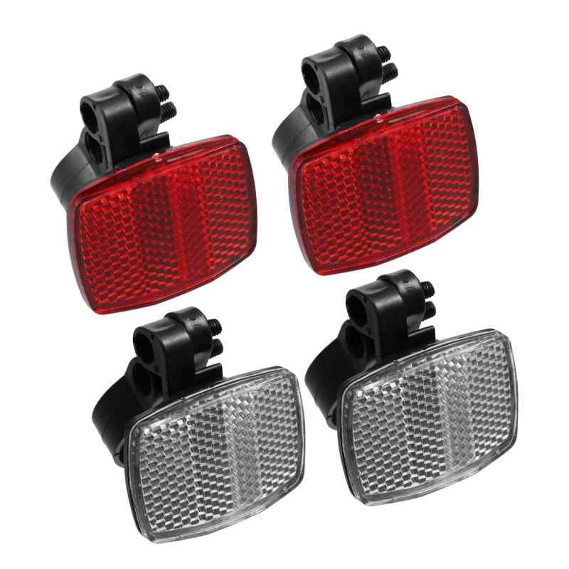 BULLSPANN Bicycle Reflectors, Set of 4, 5.5 x 3.9 cm, Plastic, White + Red, for Bikes, Hybrid Bikes, Mountain Bikes, and Other Bicycle Accessories