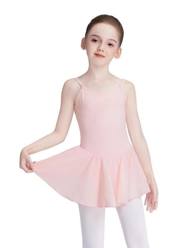 Daydance 子供バレエレオタードキャミソールバレエドレスキッズソフトコットンバレエレオタードスカート付き女の子/ジュニア身長110〜160CM