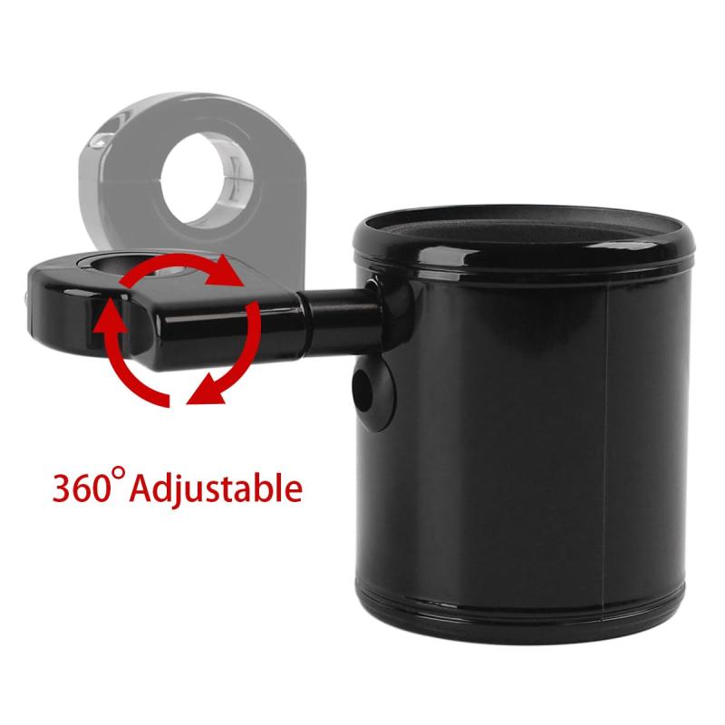 暮らしセレクトのAQIMY オートバイ用ドリンクホルダー 汎用 22-32mm ハンドルバー対応 360度回転調整可能 ブラックフォーム付き 防滑設計 ペットボトル・マグカップ対応 ブラック｜アングル2