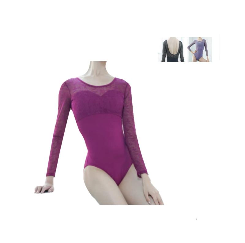 [プロダンス] ProDance 単色レース ロングスリーブ バレエレオタード レディース PLL011BA