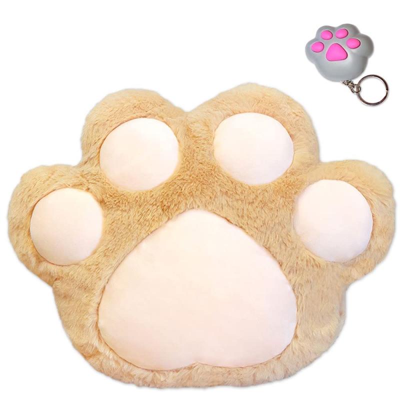 乐天商城 - TATOTTE ねこ ぬいぐるみ かわいい 肉球 クッション 横から手が入る 猫 グッズ 収納ポケット ふわふわ 抱き枕 25×32 ミニライトつき (肉球ライトブラウン)