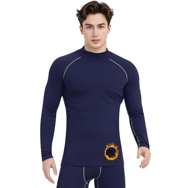 [SCHEKNTS] コンプレッショントップス メンズ ハイネック 長袖 スポーツインナー アンダーシャツ トレーニングウェア 裏起毛