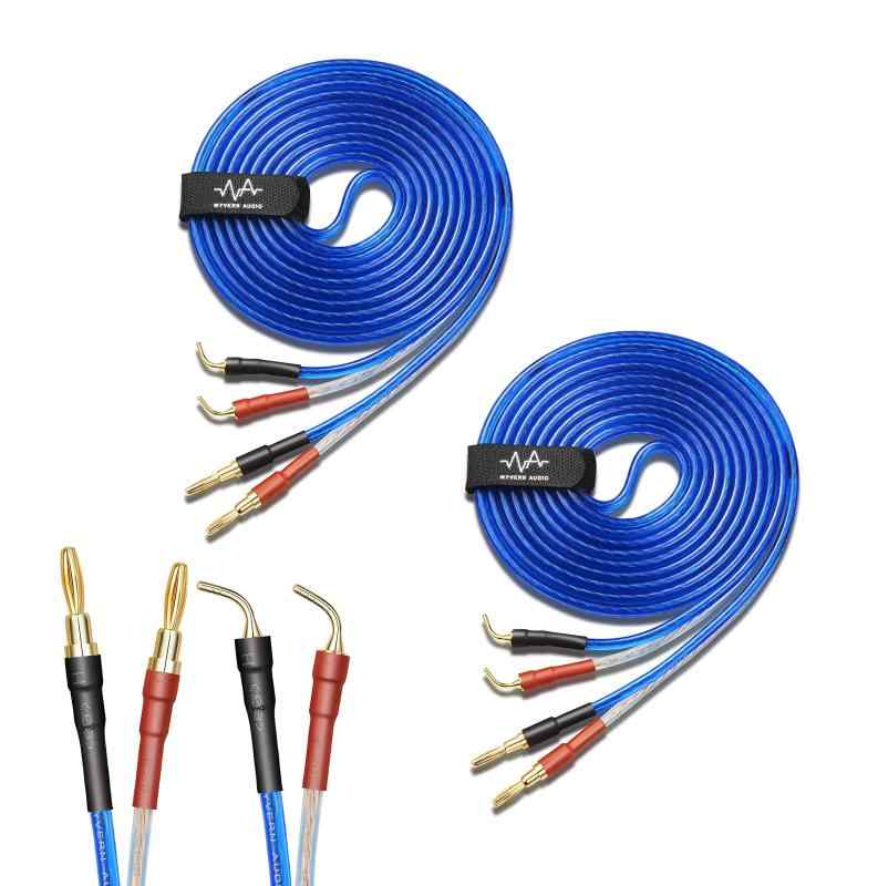 Audio Cables - 【バナハリ】青 2本1組 LRセット 【バナナプラグ加工済】 200芯（×2） スピーカー ケーブル 完成品ハンダ済み By By WYVERN AUDIO (バナナプラグ⇔針プラグ / 3m)