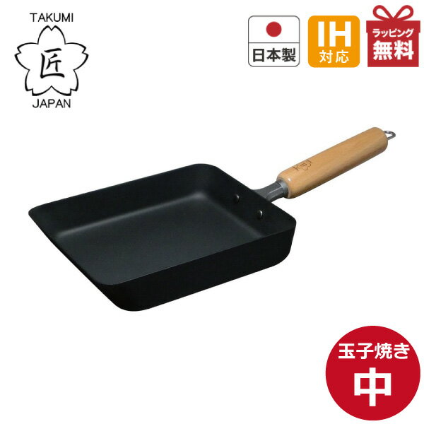 【送料無料】鉄 卵焼き フライパン 中 日本製 IH対応匠 TAKUMIJAPAN 卵焼き器 MGEG-M 鋳物フライパン