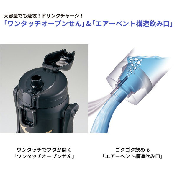 【象印】 ステンレスクールボトル SD-BX20-BA2L ステンレスボトル 水筒 ワンタッチ 保冷専用 mizuno ミズノ