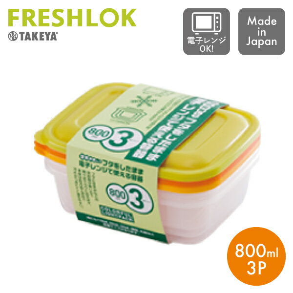 【保存容器】 カラフルライトパック800ml 3個パック タケヤ冷凍庫から電子レンジまで 冷凍保存 保存容器 便利 簡易保存 3色 TAKEYA 日本製