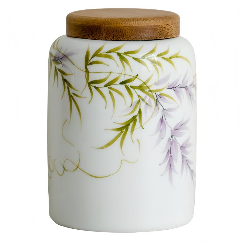 KAINTO(迦印堂) ペット用骨壺, 陶器製 ブルー花柄, ミニサイズ 5.5×5.1cm, 手元供養用