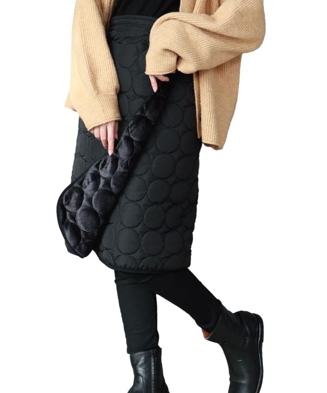 [ON NISHIKI] 巻きスカート レディース 冬 あったかい 裏ボア 裏シャギー キルト生地 (選べる丈 65cm丈..