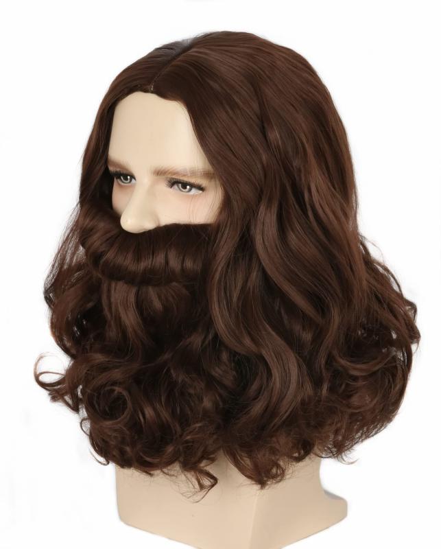 Topcosplay 原始人 老人 海賊 魔法使い コスプレ ウィッグ メンズ かつら ひげ おじいさん ウィッグ ひ..