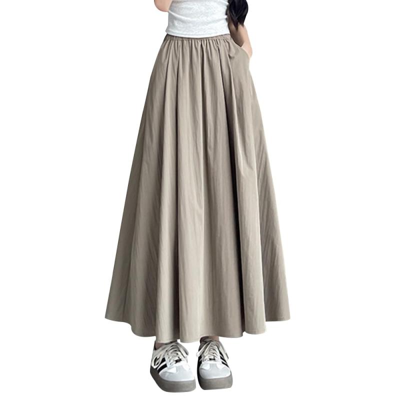 [Minax] ロングスカート レディース 夏 フレアスカート 無地 涼しい ゆったり 美脚 体型カバー おしゃれ 美脚 体型カバー 薄手 可愛い エレガント