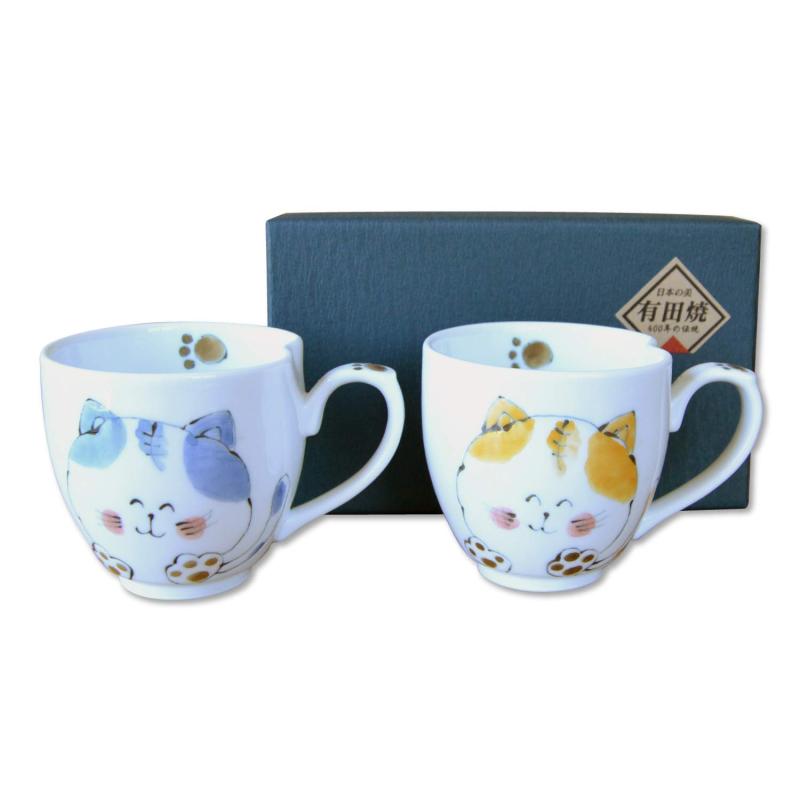 Rakuten - マグカップ ペア プレゼント ギフト箱入り おしゃれ 有田焼 猫 ネコ ミーコ 化粧箱入り ギフト包装済み 日本製
