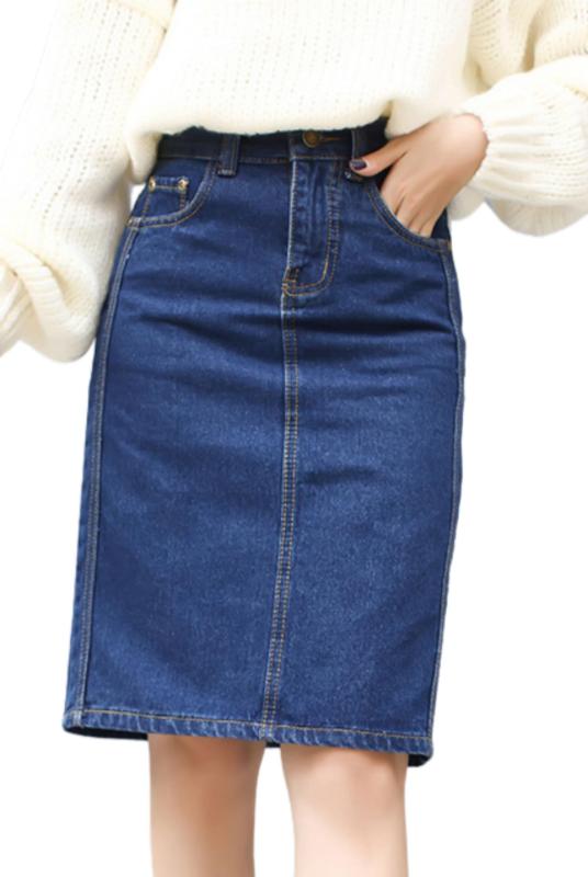 [GIVEK] デニム スカート レディース 膝丈 タイト スリット 美脚 シルエット 春 夏