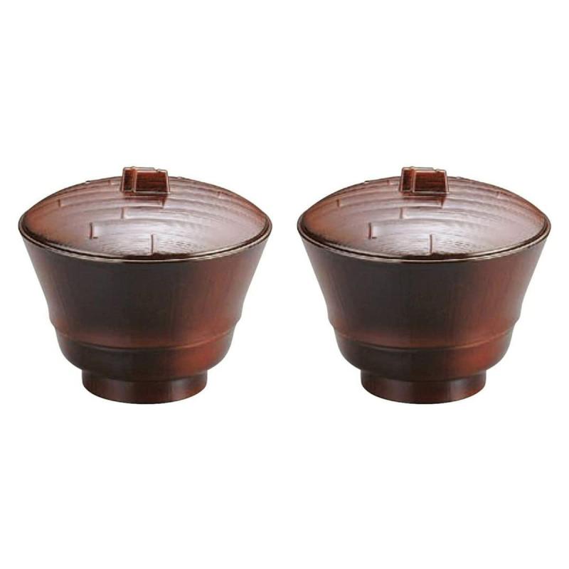 J-kitchens 2個 セット（ ペア お椀 ）TA竹型椀(小) すす竹内朱（蓋親）
