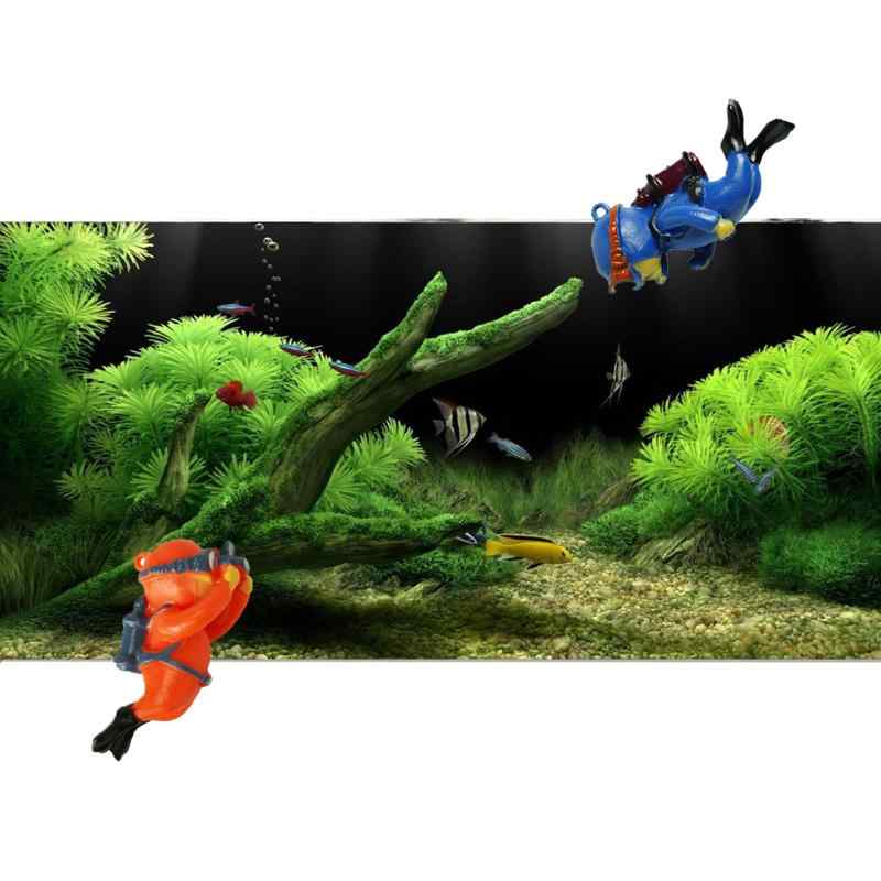 yowodana 水槽 背景 装飾ステッカー 【長60幅30CM·潜水員浮き装飾は·より鮮明に】 魚タンク 水族館ポスタ 水槽用バックグラウンド pvc 水中 3d効果 自己粘着 貼り付け簡単 安全無毒 バックスク