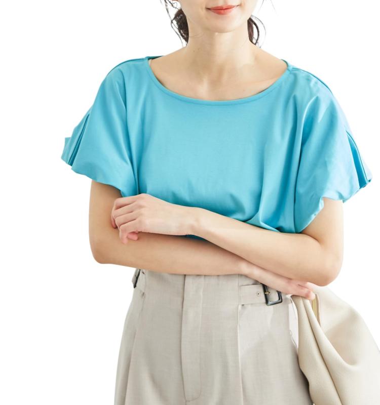 [ロペピクニック] カットソープルオーバー パフスリーブシルケットトップス レディース