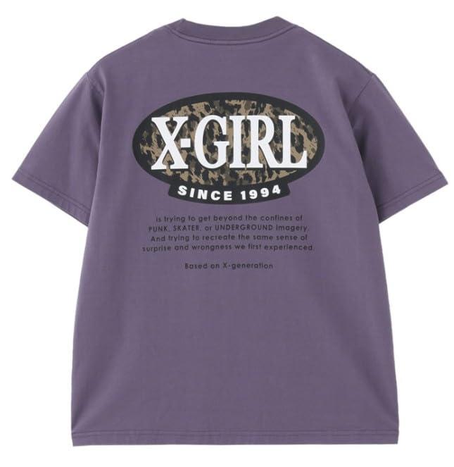 [エックスガール] カジュアル LEOPARD OVAL LOGO S/S TEE レディース