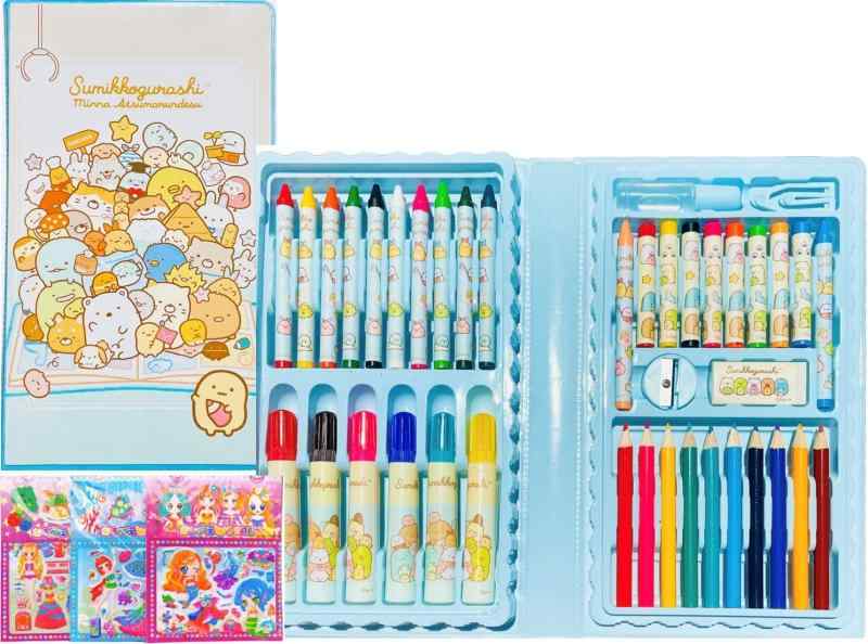 すみっコぐらし ブック型 文房具セット 42種類 お絵かきセット ステーショナリー + シール1枚 女の子用 お絵描きバッグ 色鉛筆 クレヨン kurasidou-10204832 暮らし堂ショップ パッケージ画像