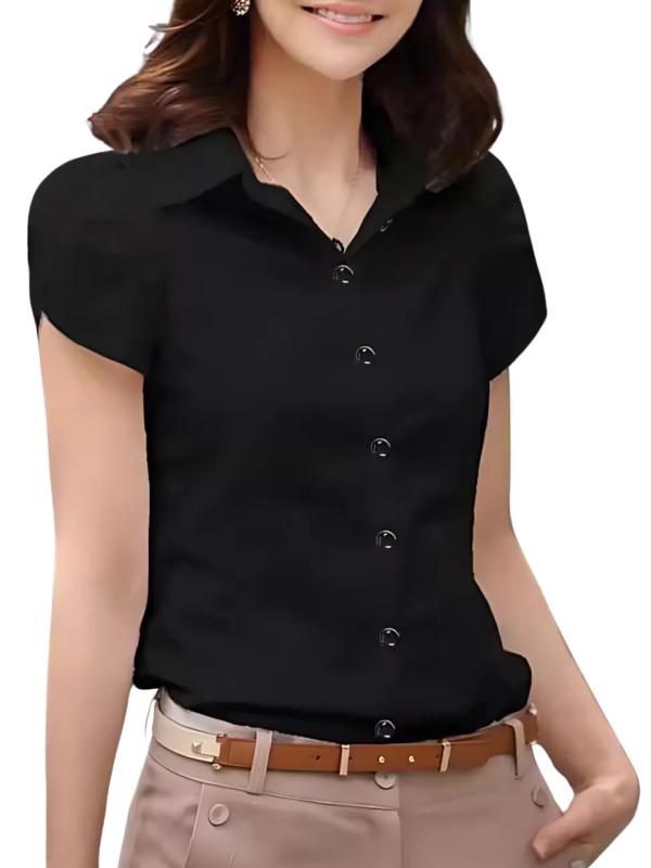 [ブブ オーハナ] ブラウス 半袖 パフスリーブ ウエストシェイプ 無地 シャツ レディース