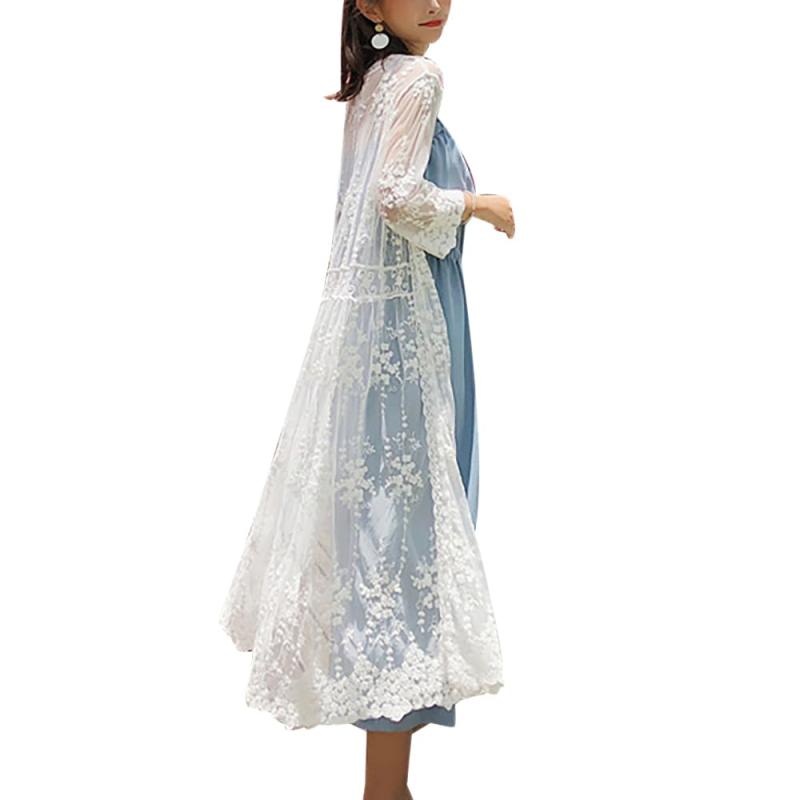 [TO DO GIRL] 総レース ロング カーディガン レディース 薄手 おしゃれ バラ柄 レディース カーディガン コットン ガウン 大きいサイズ 花柄 刺繡 羽織り きれいめ 着痩せ 水着 日焼け 浜辺 温泉