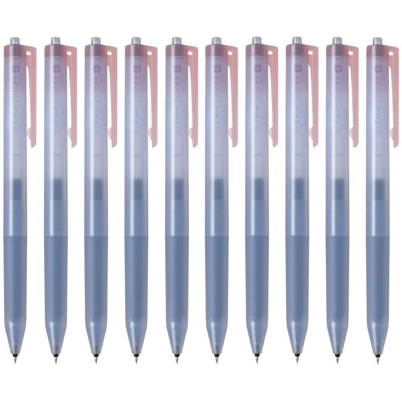 PILOT ゲルインクボールペン ジュースプラス 0.4mm グレープチェリー 黒インク 10本 10LJL14CGRB パイロットJuice＋のマットな質感はそのままに、軽やかで透け感のあるシアーなカラーリングに仕上げました。 見た目のときめきも、書き心地もゆずれない、勉強を頑張る学生のための一本です。【ペン先】0.4mm【方式】ノック式