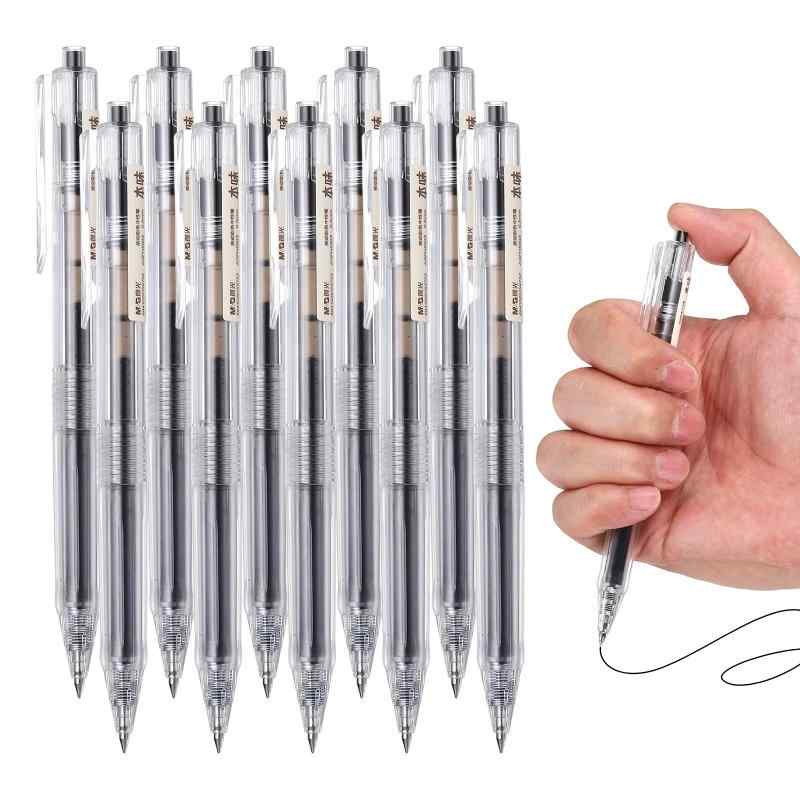 PATIKIL 0.5mm ゲルペン 10本パック ノック式 黒ゲルインク 中字 ローラーボールペン スムーズ書き 速乾性 メモ取り オフィス用品 AGPH5603Aゲルペン10本入り、サイズ：各14.2cm/5.59インチ；ペン先：0.5mm；日常のオフィスニーズに十分な数量です。[スムーズ書き＆速乾性] 良い品質インクで均一な発色、インク漏れなしの滑らかな書き味。速乾インクで手や衣服を汚しません。[用途] 学習・事務・筆記・描画・試験・メモ・日記など幅広く使用可能。オフィス・自宅・アトリエ・絵画教室・飲食店などで活用できます。家族や友人への贈り物にも最適です。[快適な書き心地] 中字ペン先で正確かつ滑らかに書けます。握り心地が良く、長時間の筆記でも疲れません。[ノック式] キャップを外す必要がなく、すぐに書き始められます。キャップ紛失の心配もなく、ワンタッチで使用可能です。