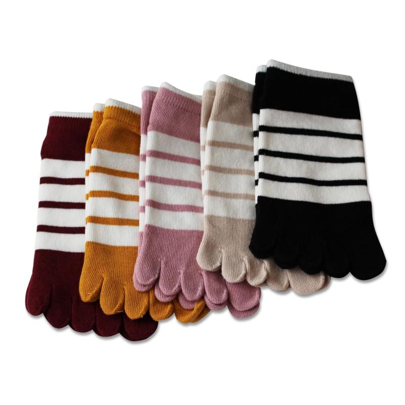 Rakuten - [Sweet Baku] 5本指ソックス レディース 蒸れない 可愛い カラフル ボーダー柄 お洒落 フリーサイズ