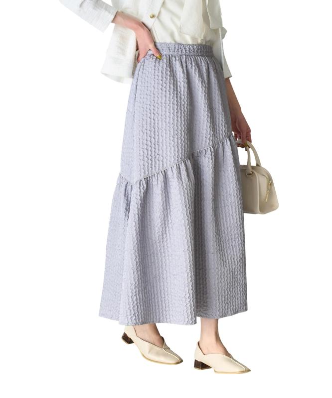 ROPE' PICNIC(ロペピクニック) スカート【emur】セットアップ対応/ふくれジャガードアシンメトリー切り替えスカートレディース kurasidou-10120029 暮らし堂ショップ サンプル画像3