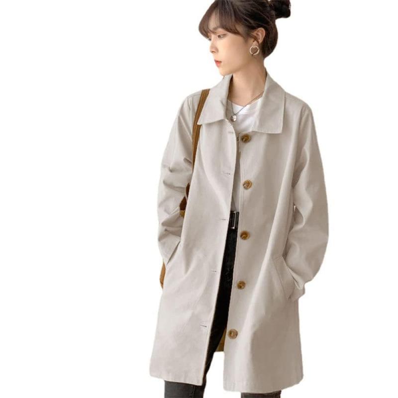 Beylimcy トレンチコート レディース ハーフコート スプリングコート コート ミリタリーコート アウター 長袖 大きいサイズ カジュアル 女性 通勤 春 秋 きれいめ 着痩せ Bey107 (2XL, ベージュ)