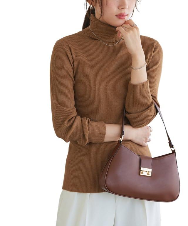 [ピエロ] marvelous by リブ タートルネック ニット セーター リブニット レディース