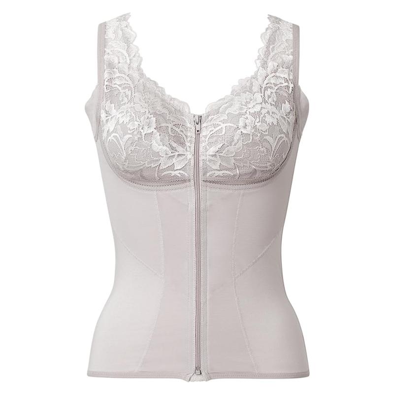 [ブラデリス ニューヨーク] ノンワイヤー補整ブラキャミ 細みえフロントファスナー綿混ブラキャミ25