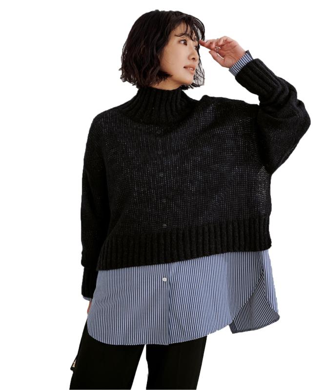 Rakuten - [ユアーズ] シアーハイネック クロップド ニット BCXU1518 レディース