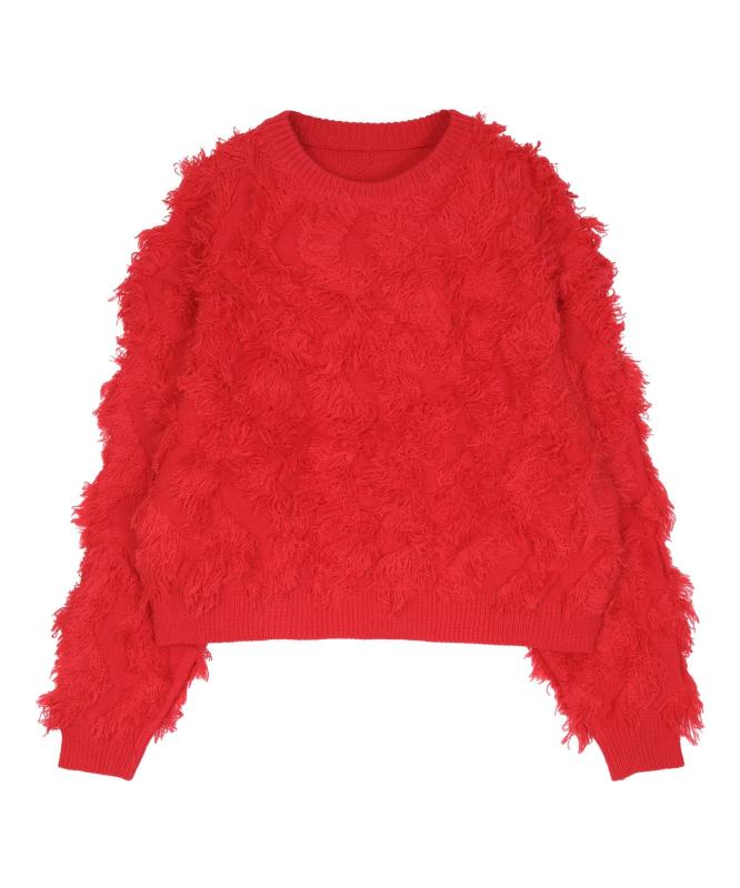 [miette] クルーネック フリンジ ニット REXX1127 レディース