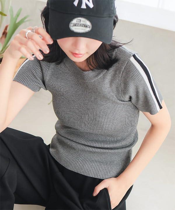 [神戸レタス] スリーブラインニット リブニット 半袖 サマーニット 夏服 トップス ...