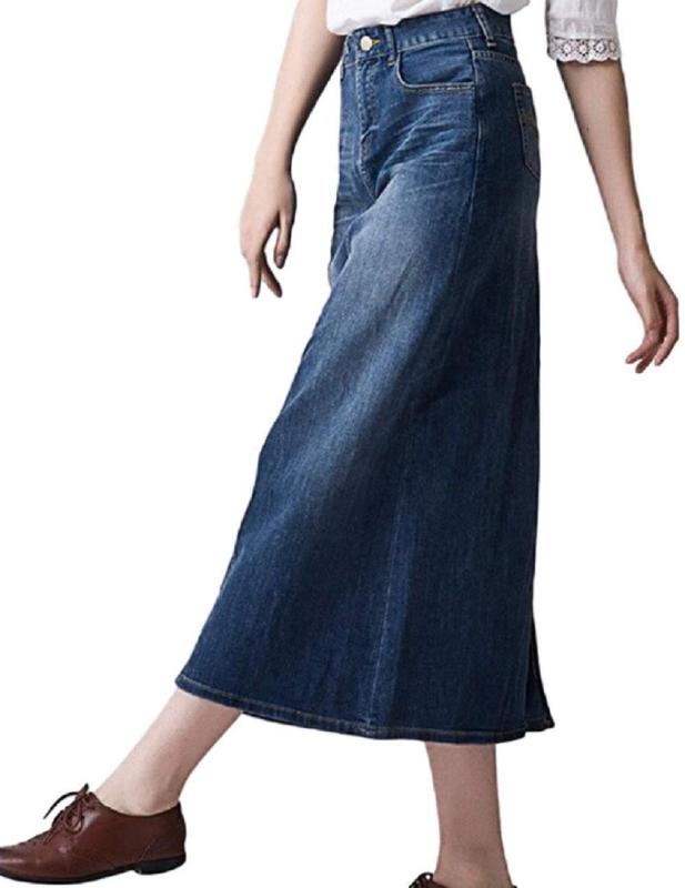 [スリーピングシープ]シンプル だからこそ シルエット で勝負 Aライン マキシ丈 デニム ロング スカート 選べる 2タイプ カジュアル ジーンズ ストレッチ シンプル 無地 ウォッシュ (S～XXL)