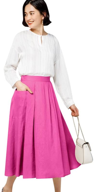 [ドゥクラッセ] 14番リネン・2WAYフレアスカート (17670)