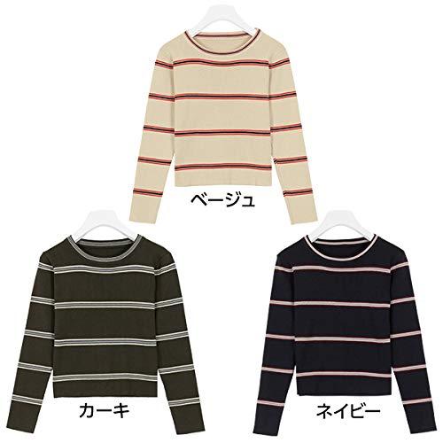 KOBE LETTUCE 神戸レタス クルーネック マルチボーダー柄リブニットプルオーバート...