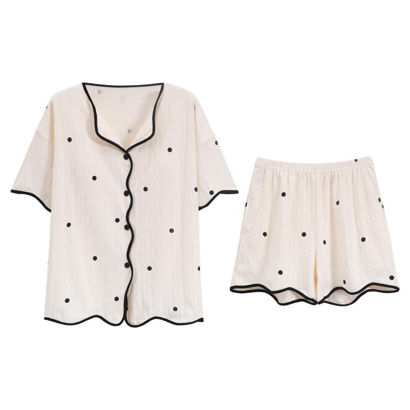 Rakuten - [SHYLANZI] パジャマセット レディース ルームウェア 夏 前開き ラペル 胸当て付き 半袖半パンツ 部屋着