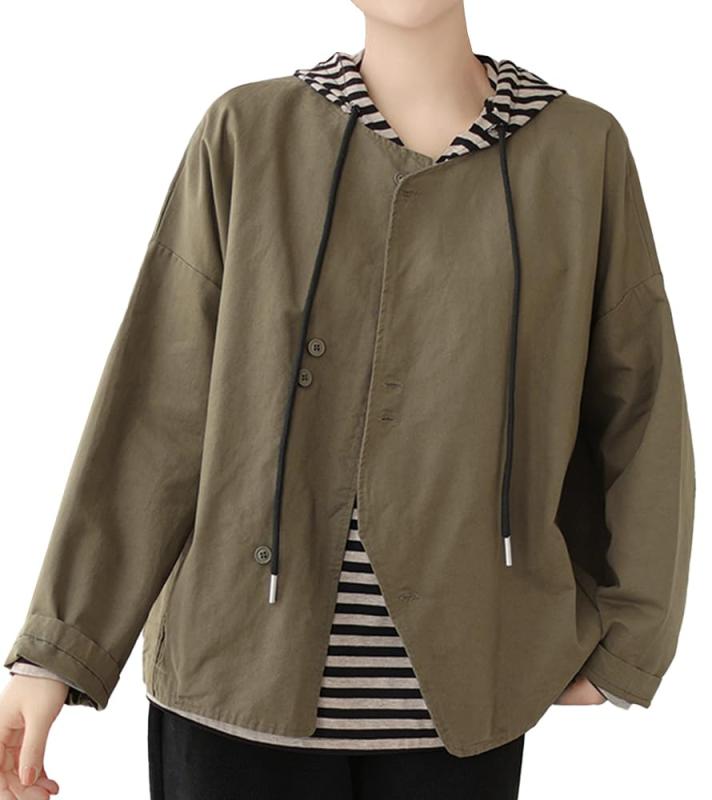 アウター レディース ショート丈 薄手 スプリングコート ゆったり 大人可愛い 長袖 綿麻 シンプル 大きいサイズ 夏 秋 通勤 通学 JET336