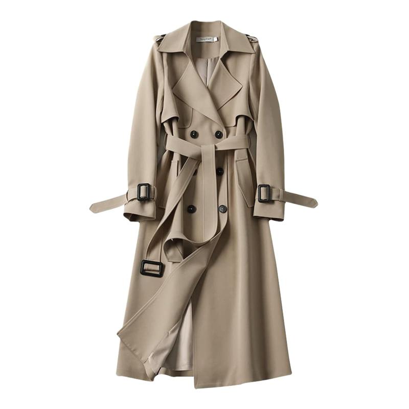 [Guooryvner] グオーリーブナー トレンチコート レディース ロングコート アウター 薄手 コート ロング 春 秋 冬 スプリングコート 就活 無地 べルト付き クラシック オフィス おしゃれ シンプ