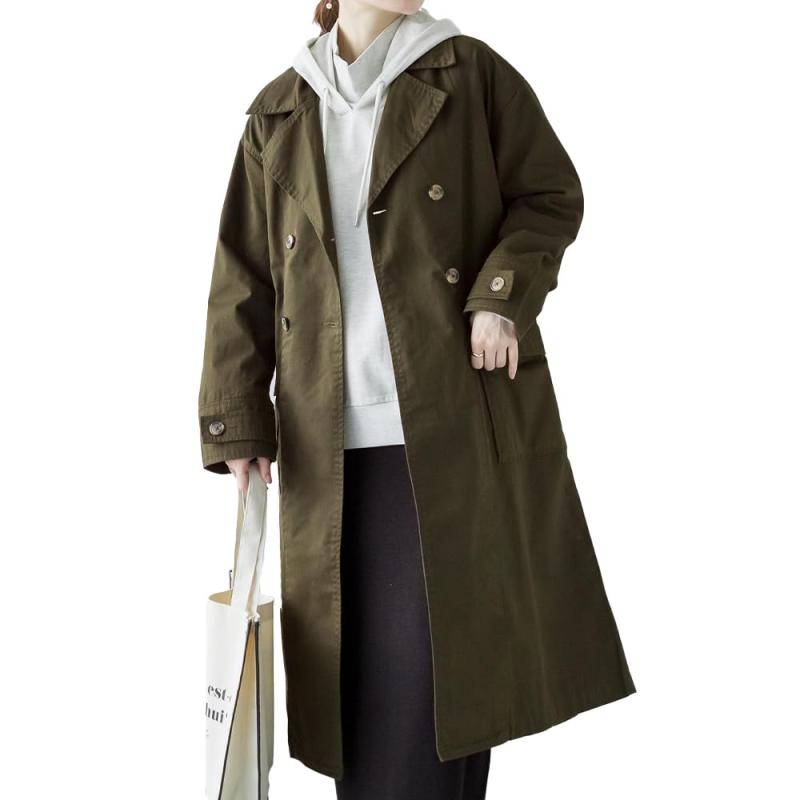 [atONE] [アットワン] ツイル トレンチコート スプリングコート 春コート レディース 大きいサイズ ベージュ カーキ ブラック トレンチ ライトアウター 羽織 コート 春 秋 冬 ladies m l ll 3l 4l 5l